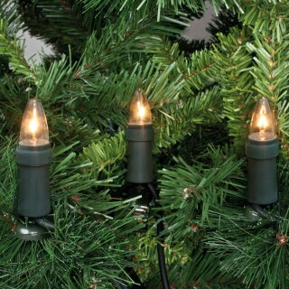 Weihnachtsbaumkette, klar/grün, E10/3W mit teilbarem Stecker 15 x E10/16V/3W 12,60 m 