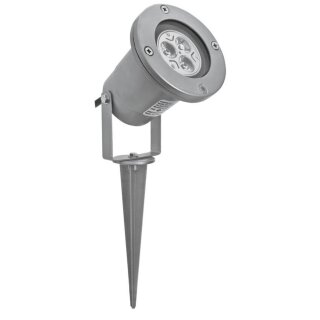 Außenstrahler mit Erdspieß, 1 x GU10/230V/5W-LED, silber