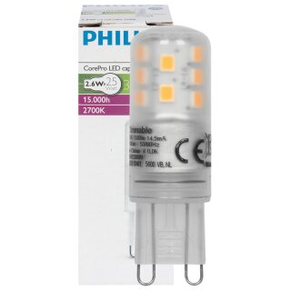 LED-Stiftsockellampe, klar, COREPRO, G9/2,6W, 300 lm, 2700K