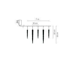 LED-Eiszapfenkette, 72 warmweiße LEDs, 7 m x 0,3 m