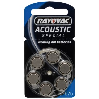 Knopfzellen für Hörgeräte, ACOUSTIC, Zink/Luft, 1,4V, 6er Blister