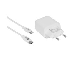 USB-Stecker-Ladegerät, mit Ladekabel USB-C/Lightning (Apple®) 1,00 m weiß 