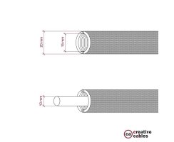 flexibles Kabelkanal Durchmesser 20 mm, Stoff umflochten Farben Rot, Grau, Leinen