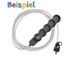 Mehrfachsteckdose 4-er mit LED-Licht , ohne Kabel, mit Erdung 16A 250V 3500W