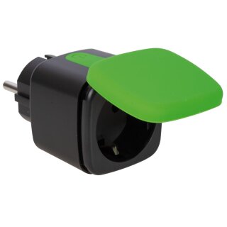 WiFi-Steckdosen-Adapter Outdoor, Smart Life, 230V/16A max. 3.840W IP 44, schwarz/grün